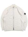 【送料無料】C.P.COMPANY LAMBSWOOL GRS ZIPPED LENS CARDIGAN GAUZE WHITE