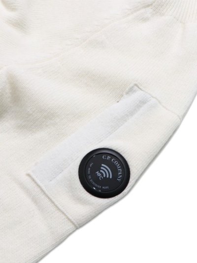 画像6: 【送料無料】C.P.COMPANY LAMBSWOOL GRS ZIPPED LENS CARDIGAN GAUZE WHITE