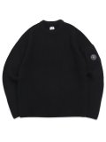 【送料無料】C.P.COMPANY FULL RIB COTTON CREWNECK LENS SWEATER BLACK