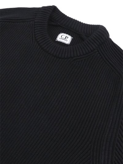 画像3: 【送料無料】C.P.COMPANY FULL RIB COTTON CREWNECK LENS SWEATER BLACK