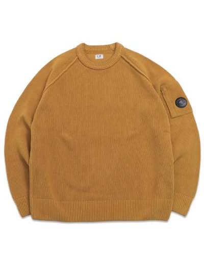 画像1: 【送料無料】C.P.COMPANY CHENILLE COTTON CREWNECK LENS SWEATER BUCK THORN BROWN