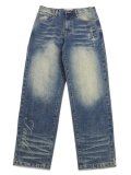 【送料無料】FAITH BY LUIS CLASSIC BAGGY STRAIGHT DENIM WASHED BLUE