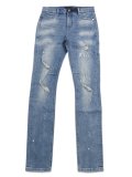 【送料無料】RTA CLAYTON SKINNY STRETCH DENIM MEDIUM BLUE PAINTED