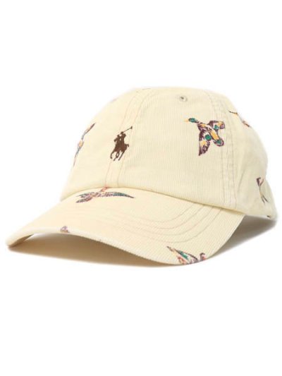 画像1: 【送料無料】POLO RALPH LAUREN DUCK PRINT CORDUROY BALL CAP