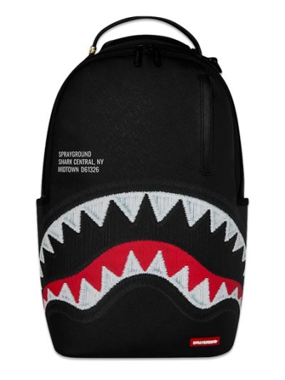 画像1: 【送料無料】SPRAYGROUND SHARK CENTRAL BLACK EMBROIDERED SHARK DLXSV BACKPACK