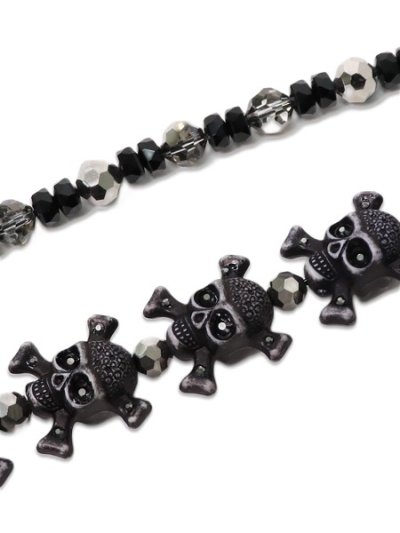 画像3: 【送料無料】B.B.SIMON PANTS CHAIN BLACK SKULLS SILVER BEADS