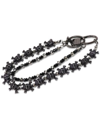 画像2: 【送料無料】B.B.SIMON PANTS CHAIN BLACK SKULLS SILVER BEADS