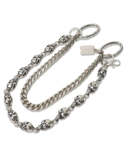 画像1: 【送料無料】B.B.SIMON SKULL & CHAIN SILVER/CLEAR