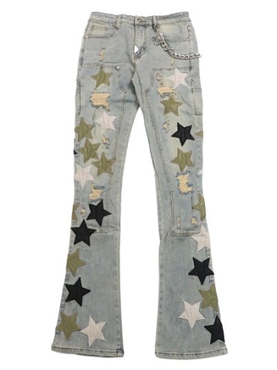 画像1: 【送料無料】GUAPI OLIVE GREEN VINTAGE STARS DENIM