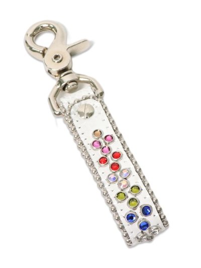 画像2: 【送料無料】B.B.SIMON LEATHER KEY CHAIN 2 MULTI WHITE