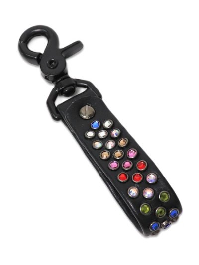 画像2: 【送料無料】B.B.SIMON LEATHER KEY CHAIN 4 MULTI BLACK