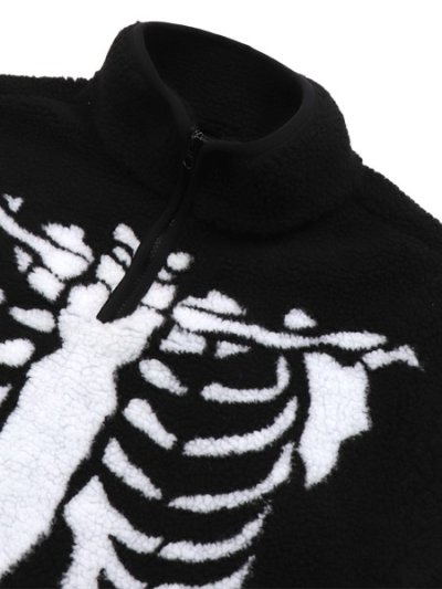 画像3: 【送料無料】MARKET SKELETAL QUARTER ZIP SHERPA PULLOVER BLACK