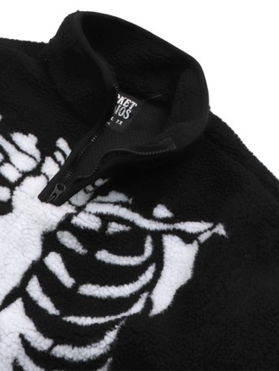 画像4: 【送料無料】MARKET SKELETAL QUARTER ZIP SHERPA PULLOVER BLACK