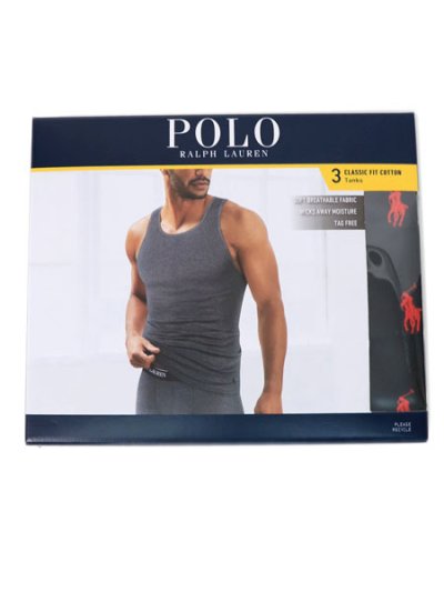 画像1: POLO RALPH LAUREN CLASSIC FIT 3PCS TANK TOP POLO BLACK/RL2000 RED PP
