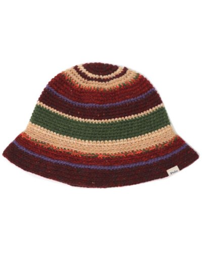 画像1: 【送料無料】POLO RALPH LAUREN CROCHET STRIPEBUCKET HAT BROWN MULTI