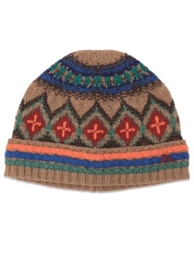 画像1: 【送料無料】POLO RALPH LAUREN TEXTURED GEO BEANIE NATURAL MULTI