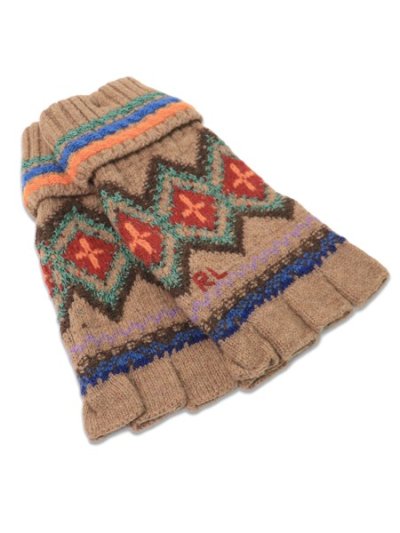 画像2: 【送料無料】POLO RALPH LAUREN FAIRISLE FINGERLESS GLOVE NATURAL MULTI