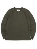 【送料無料】REIGNING CHAMP LIGHTWEIGHT WAFFLE STANDARD HENLEY DARK OLIVE