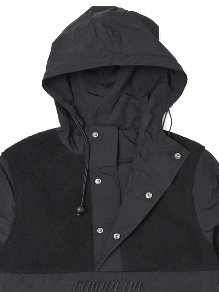 black hooded anorak jacket