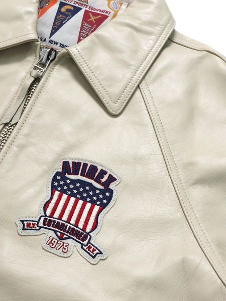 送料無料】AVIREX LIGHT SIGNATURE VARSITY JACKET ECRU - FIVESTAR