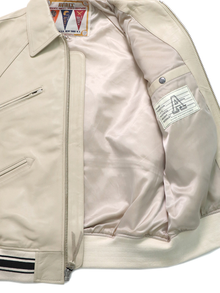 送料無料】AVIREX LIGHT SIGNATURE VARSITY JACKET ECRU - FIVESTAR