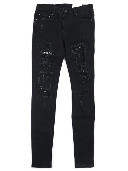 【送料無料】mnml X165 PAISLEY STRETCH DENIM BLACK/BLACK