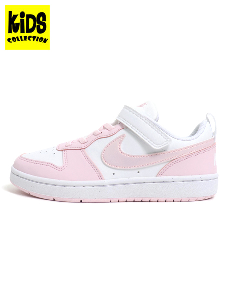 【KIDS】NIKE COURT BOROUGH LOW RECRAFT PS WH/PNK FOAM