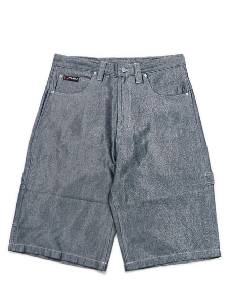 【送料無料】FUBU METALLIC DENIM SHORT PANTS SILVER