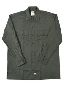 画像1: DICKIES L/S WORK SHIRT-OLIVE (1)