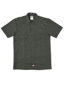 画像1: DICKIES S/S WORK SHIRT-OLIVE (1)