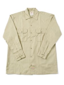 画像1: DICKIES L/S WORK SHIRT-MILITARY KHAKI (1)