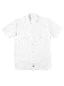 画像1: DICKIES S/S WORK SHIRT-WHITE (1)