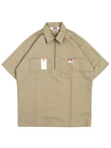 画像1: BEN DAVIS S/S SOLID HALF ZIP WORK SHIRT #122 (1)