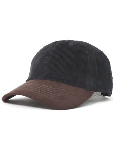 画像1: NEW HATTAN 6PNL CORDUROY FAKE SUEDE VISOR-BLK/BRN (1)