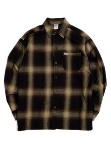 画像1: CALTOP FL PLAID L/S SHIRT BROWN/KHAKI (1)