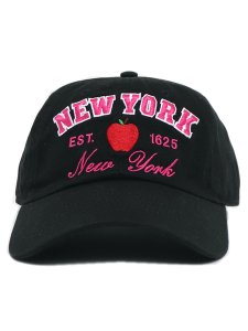 画像2: 【SALE】NEW HATTAN NY APPLE 6PNL COTTON CAP-BLACK/HOT PINK (2)