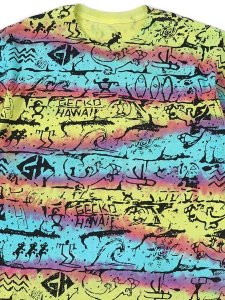 画像3: 【MEGA SALE】GECKO HAWAII TIE DYE GECKO WALL TEE AQUA/PINK/YELLOW (3)