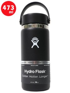 画像1: Hydro Flask HYDRATION 16 OZ WIDE MOUTH-BLACK (1)