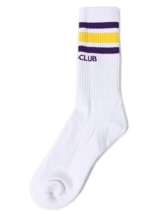 画像2: PRO CLUB STRIPE CREW SOCK WHITE/YELLOW/PURPLE (2)