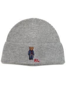 画像1: POLO RALPH LAUREN DENIM BEAR RIB KNIT BEANIE (1)