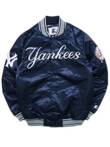 画像1: 【SALE】【送料無料】STARTER VARSITY SATIN JACKET NY YANKEES (1)