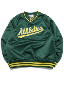 画像1: 【送料無料】MITCHELL & NESS SIDELINE PULLOVER SATIN JACKET ATHLETICS (1)