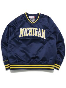 画像1: 【SALE】【送料無料】MITCHELL & NESS SIDELINE PULLOVER SATIN JACKET MICHIGAN (1)