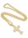 画像1: 【送料無料】KING ICE FLEUR DE LIS CROSS 2" 14K GOLD NECKLACE (1)
