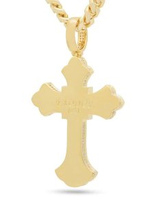 画像3: 【送料無料】KING ICE FLEUR DE LIS CROSS 2" 14K GOLD NECKLACE (3)