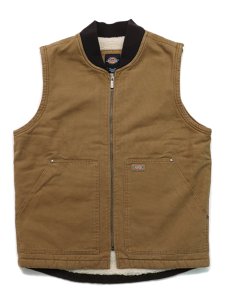 画像1: 【送料無料】DICKIES CANVAS LINED DUCK VEST-STONEWASHED BROWN (1)