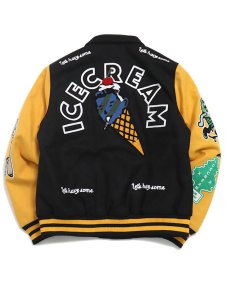 画像2: 【SALE】【送料無料】ICECREAM DOLLAR SIGN VARSITY JACKET BLACK (2)