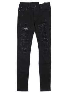 画像1: 【送料無料】mnml X165 PAISLEY STRETCH DENIM BLACK/BLACK (1)