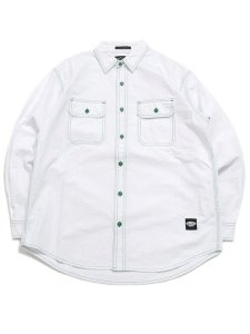 画像1: 【SALE】MANASTASH POINT COL WORK SHIRTS WHITE (1)