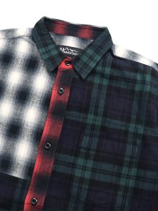 画像3: 【SALE】MANASTASH PATCHED FLANNEL SHIRT NAVY (3)